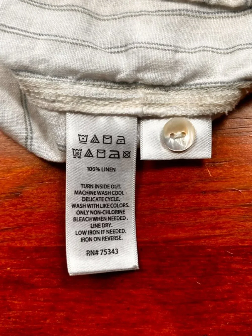 C&C 100% Linen Hoodie with kangaroo pocket, white with blue/grey pinstripe, Med